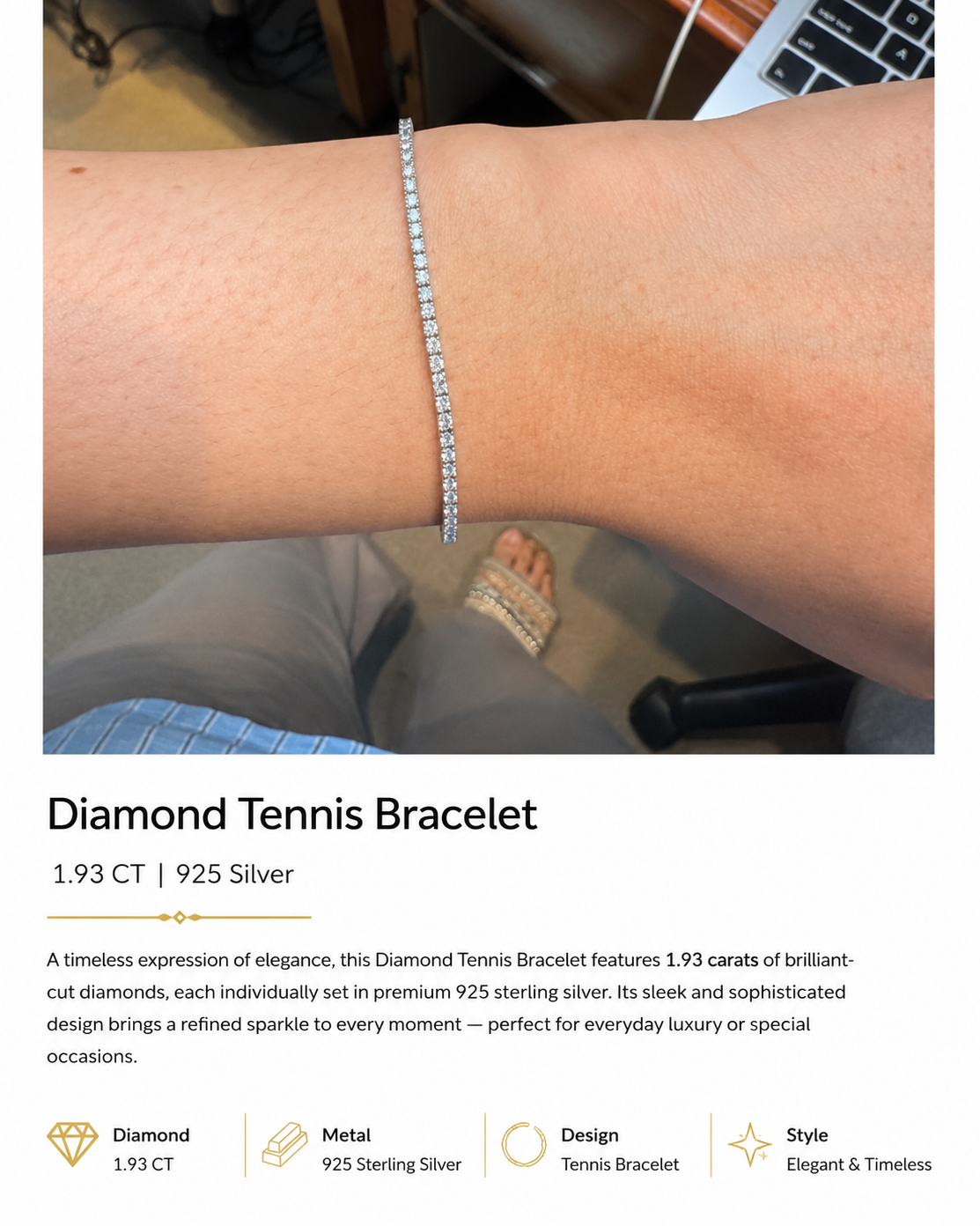 Aurora Diamond Tennis Bracelet — view 3