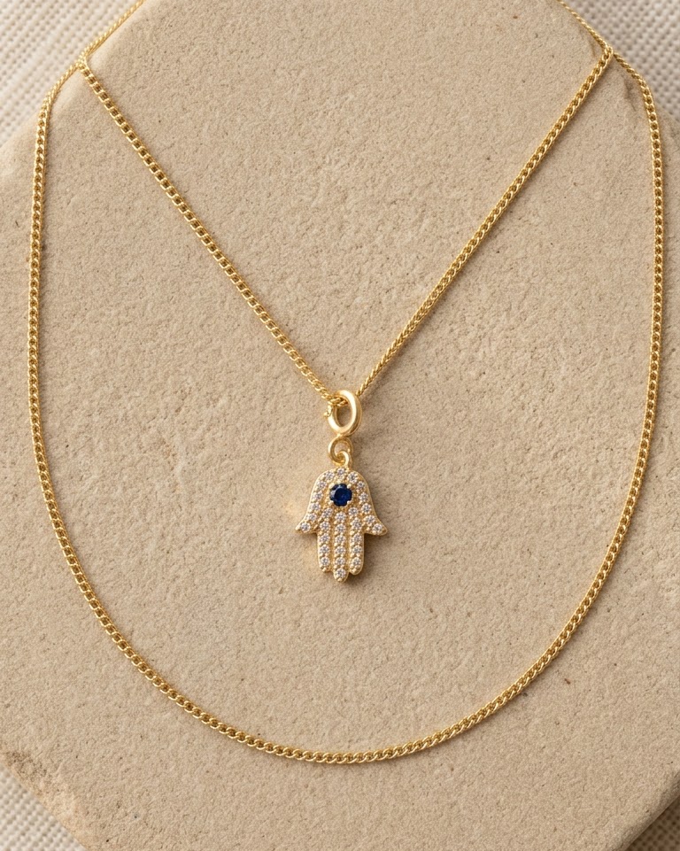 Sapphire Hamsa Hand Charm — view 1