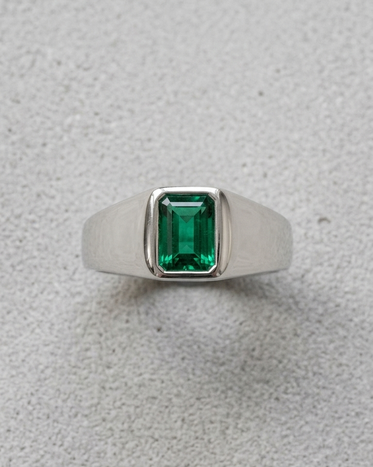 Emerald Solitare Ring — view 1