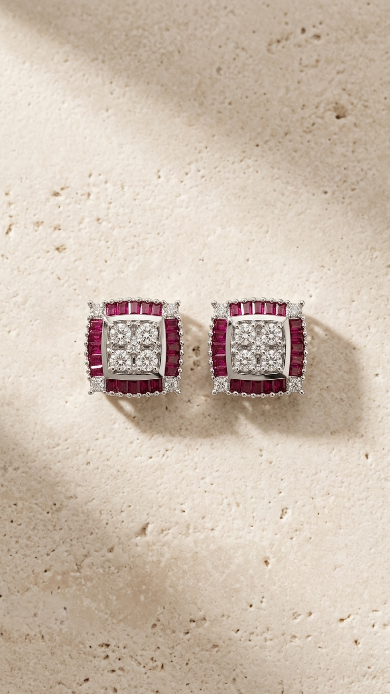 Royale Square Stud Earrings — view 4