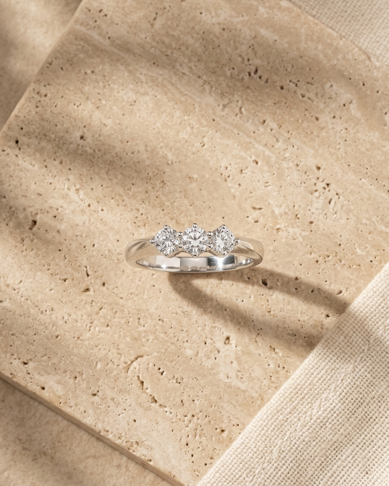 Classic Three-Stone Diamond Ring — view 3