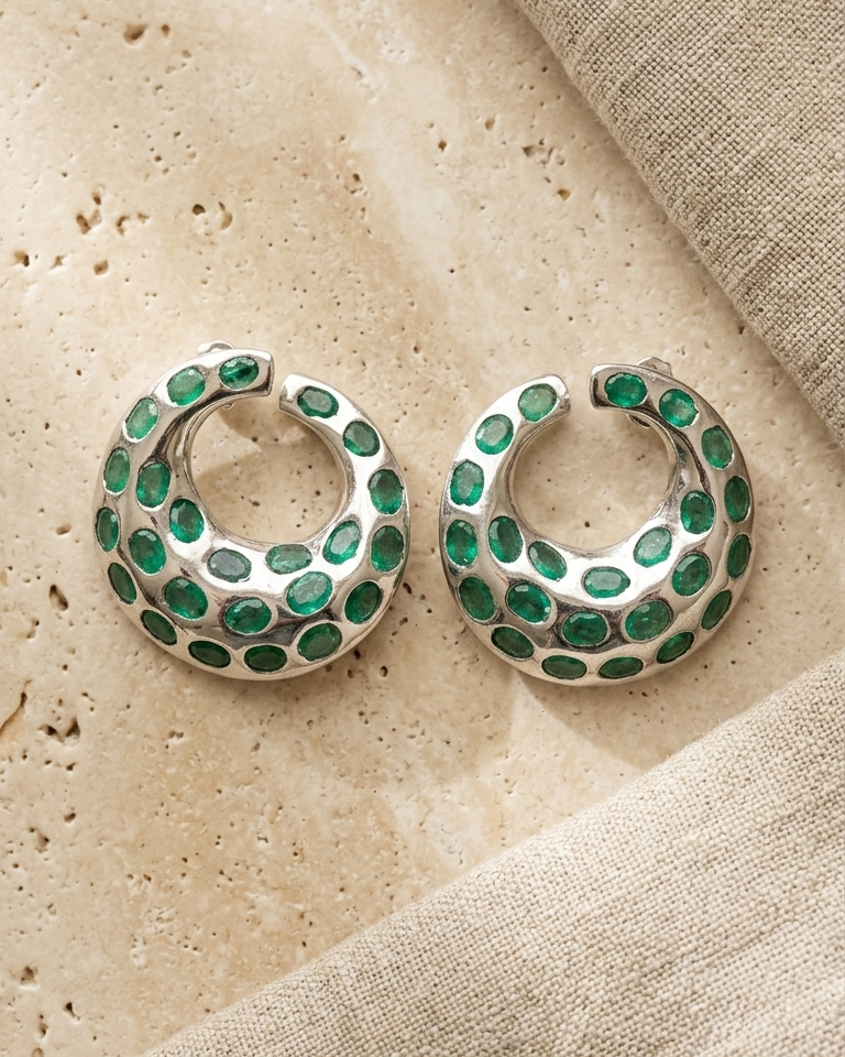 Emerald Hoop Earrings — view 1