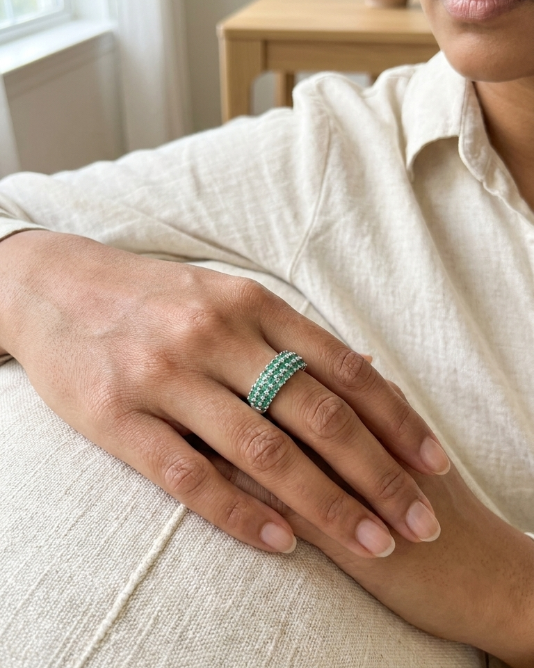 Emerald Stardust Pavé Band — view 4