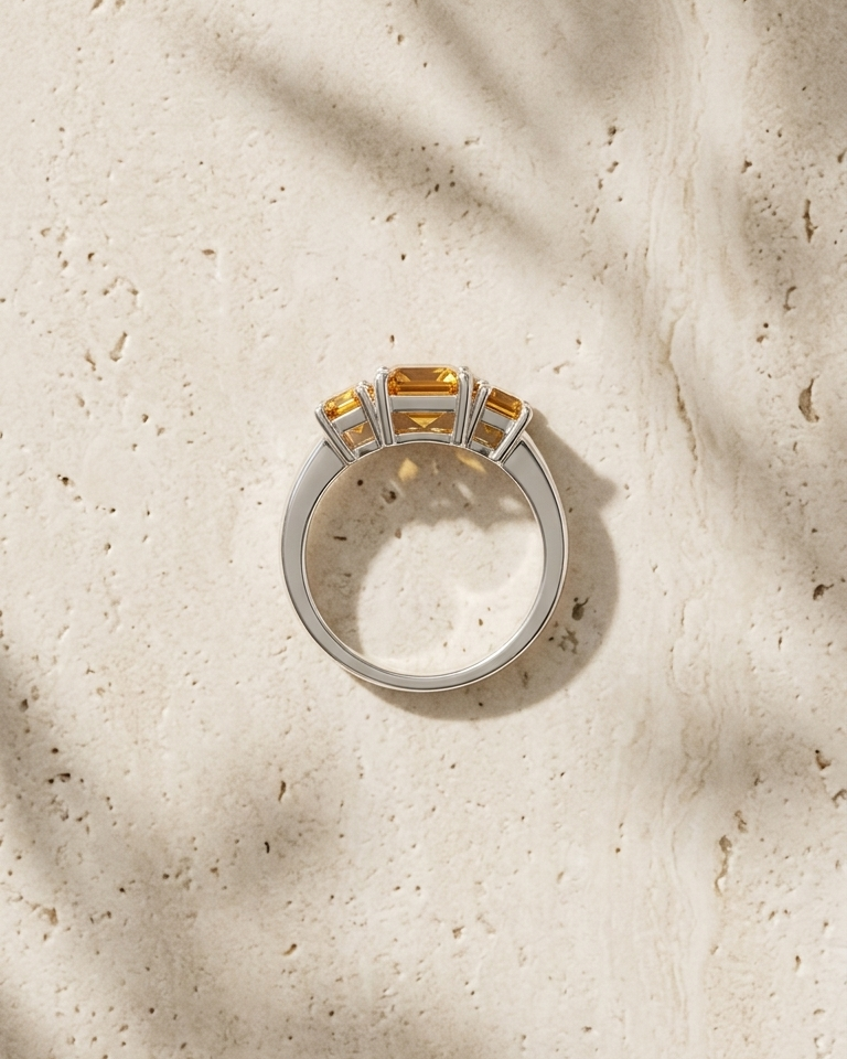 Golden Trinity Citrine Ring — view 2