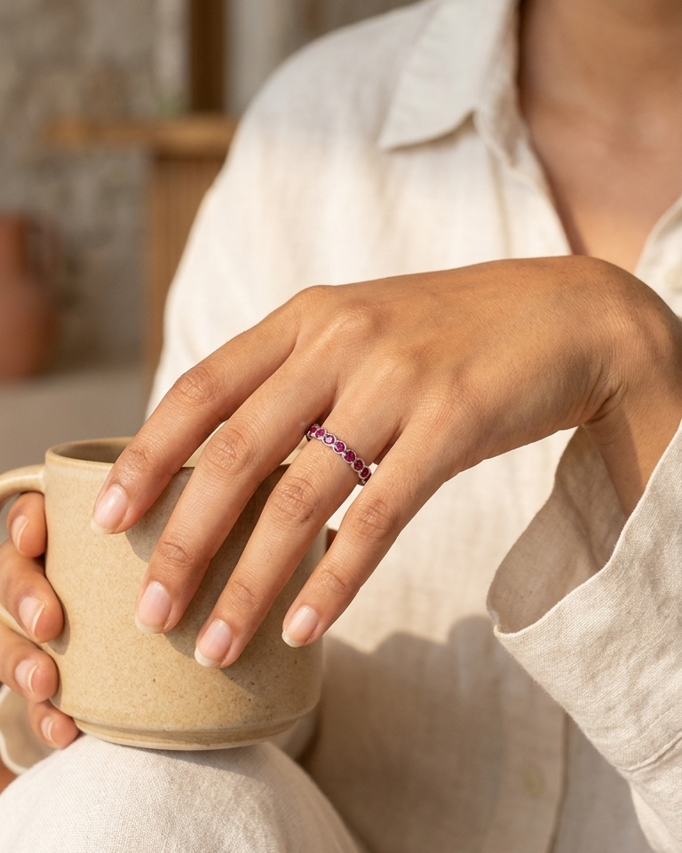 Ruby Hearts Eternity Ring — view 4