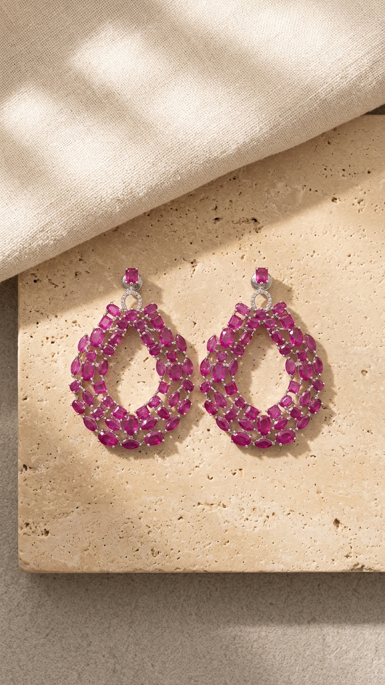 Ruby Cascade Drop Earrings — view 1