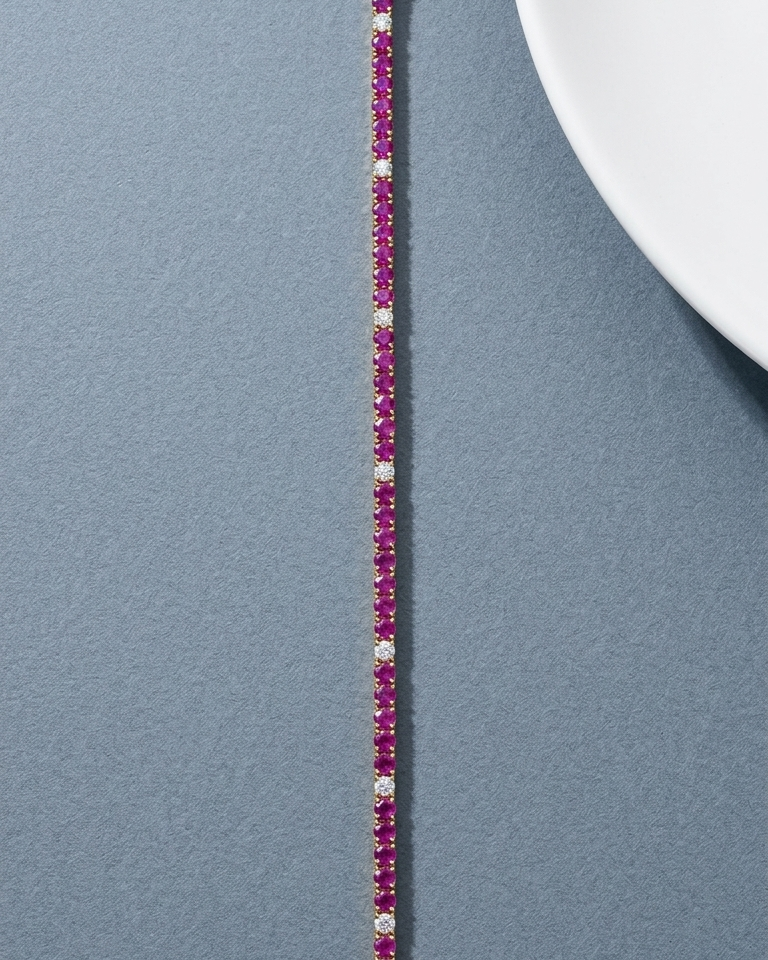 Ruby & Diamond Tennis Bracelet — view 3