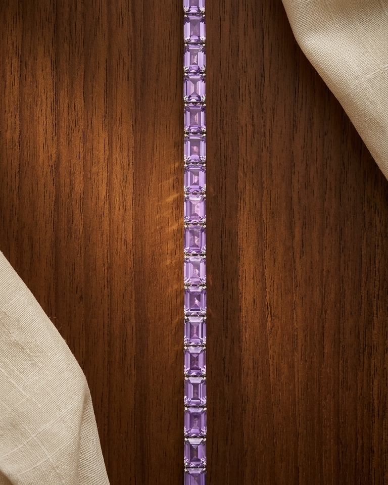 Amethyst Baguette Line Bracelet — view 1