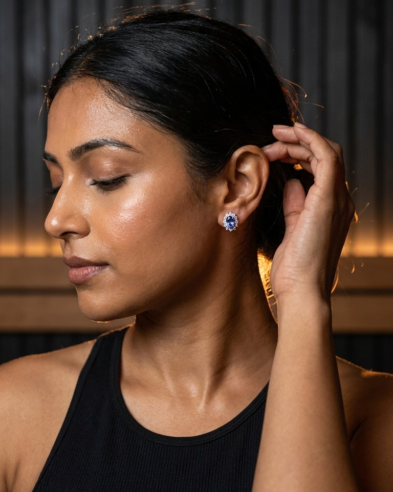 Tanzanite Cluster Studs — view 3