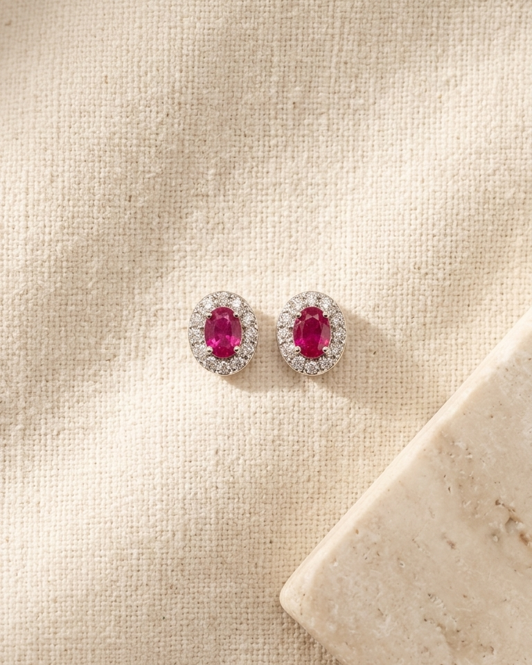 Vintage Ruby Cluster Studs — view 2