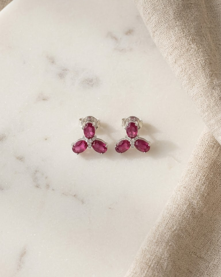 Ruby Blossom Studs — view 2