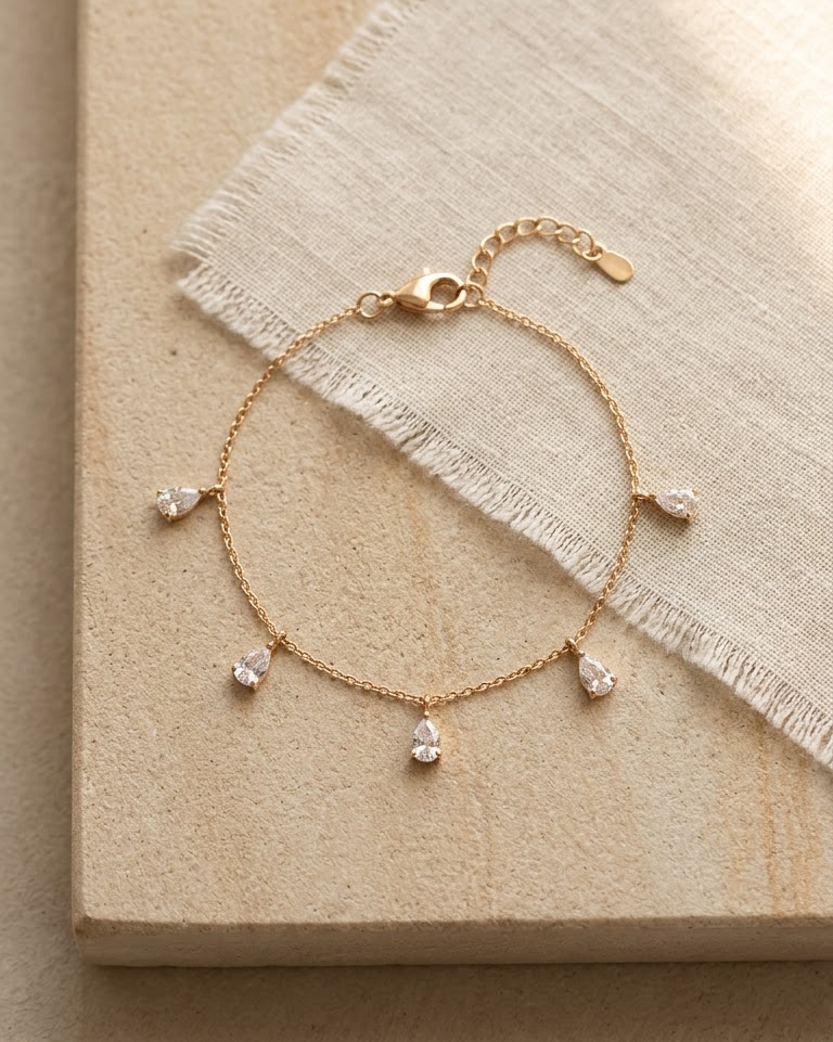 Dainty Teardrop Diamond Bracelet — view 1