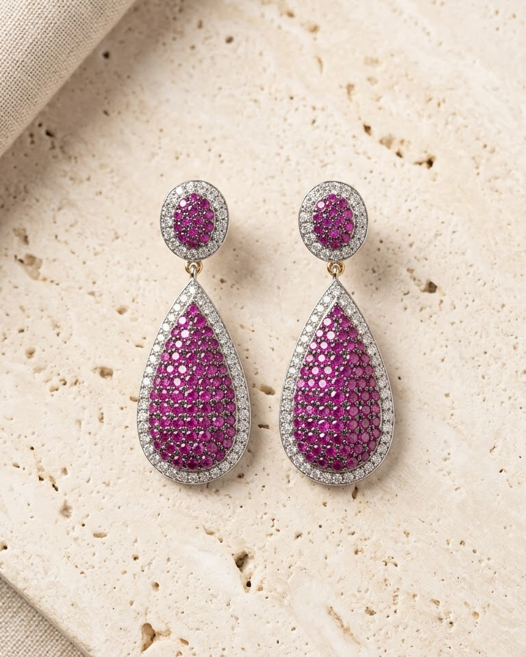 Ruby Teardrop Dangle Earrings — view 1