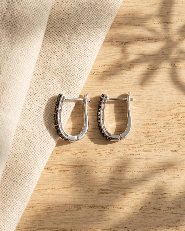 Imperial Black Dia Hoops