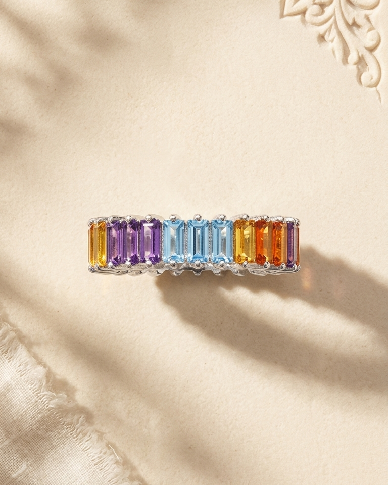 Colourful Baguette Eternity Band — view 1