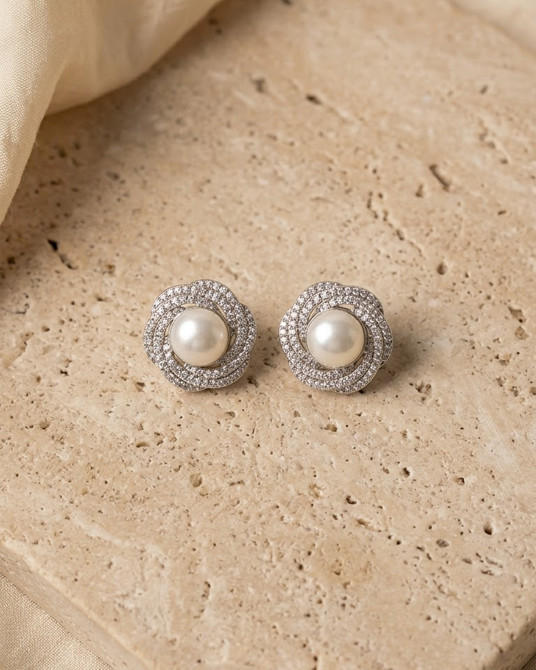 Pearl Glow Studs (CZ) — view 1