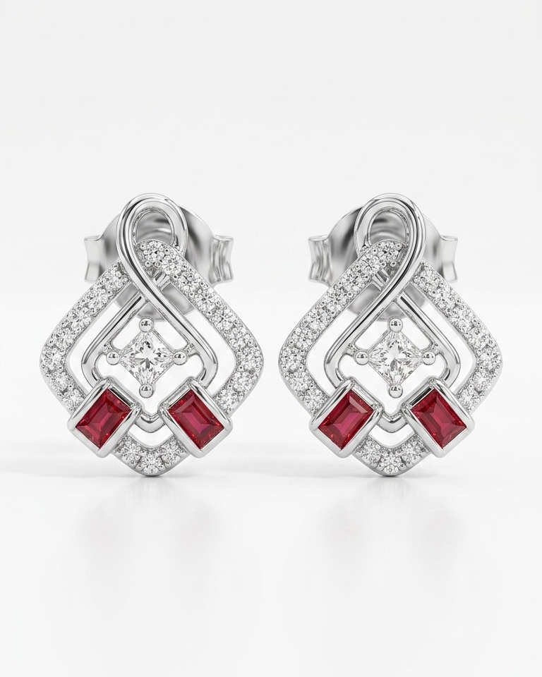 Ruby Knot Studs — view 1