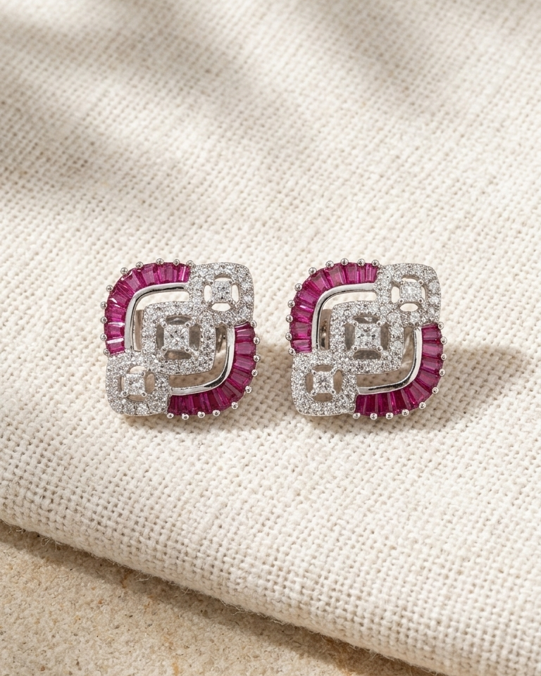Ruby Square Studs — view 1