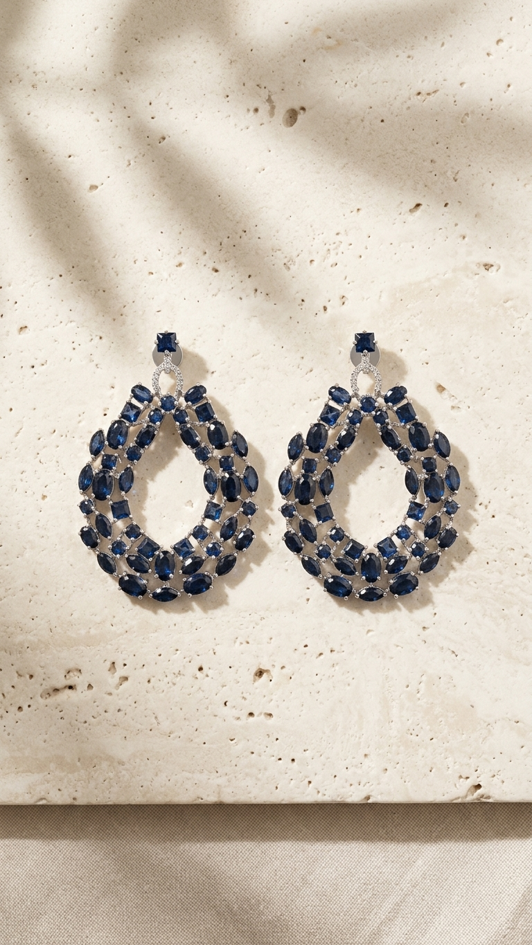 Sapphire Cascade Drop Earrings — view 1