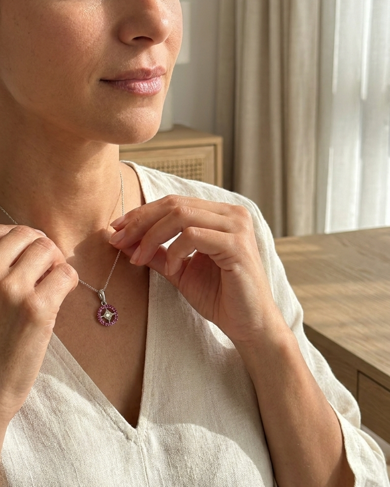 Blush Halo Pendant — view 2
