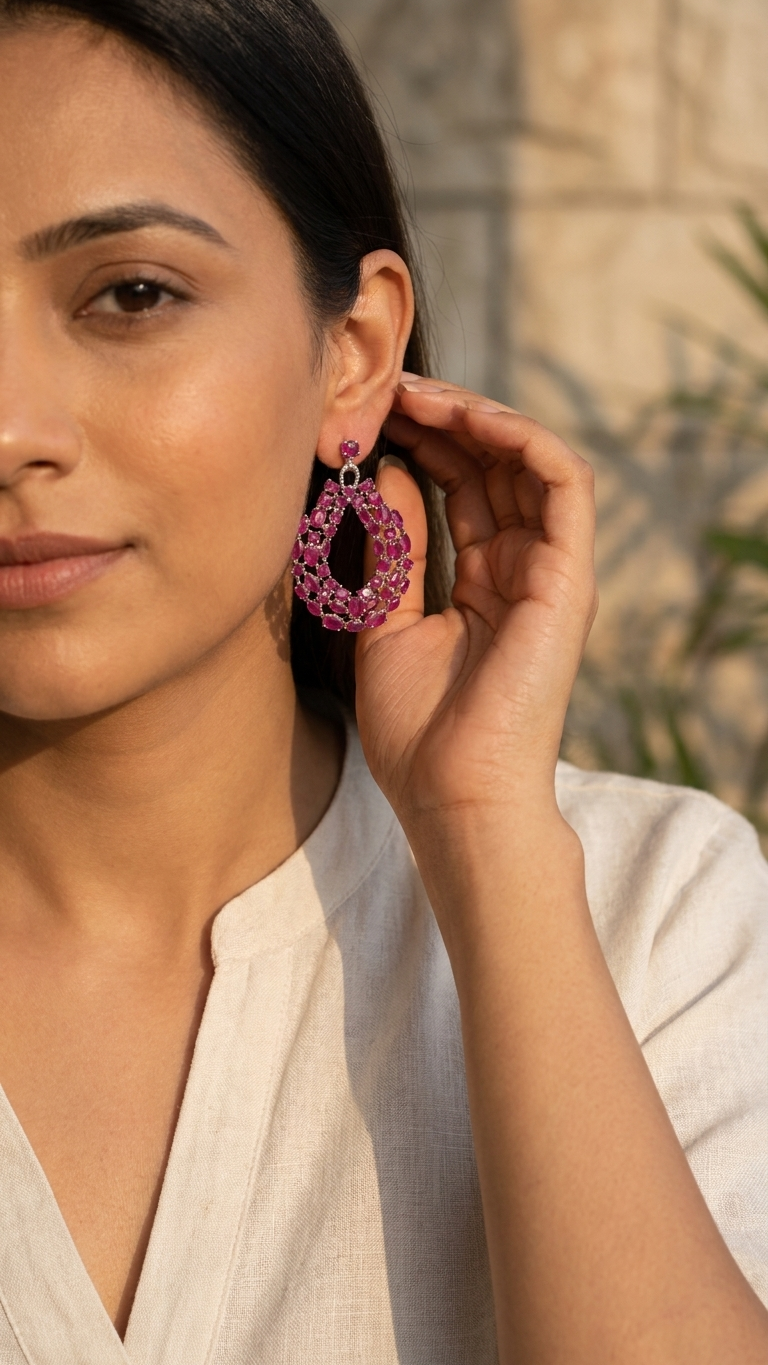 Ruby Cascade Drop Earrings — view 2