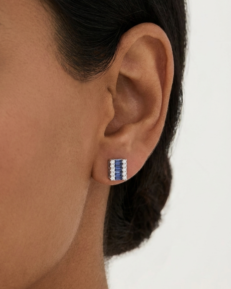 Sapphire Rail Earrings — view 2