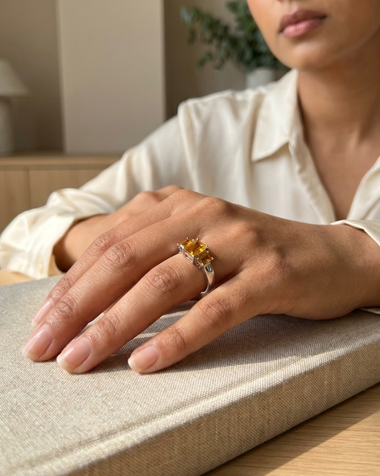 Golden Trinity Citrine Ring — view 4