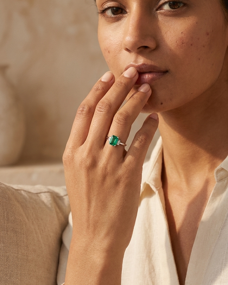 Emerald Solitaire Ring