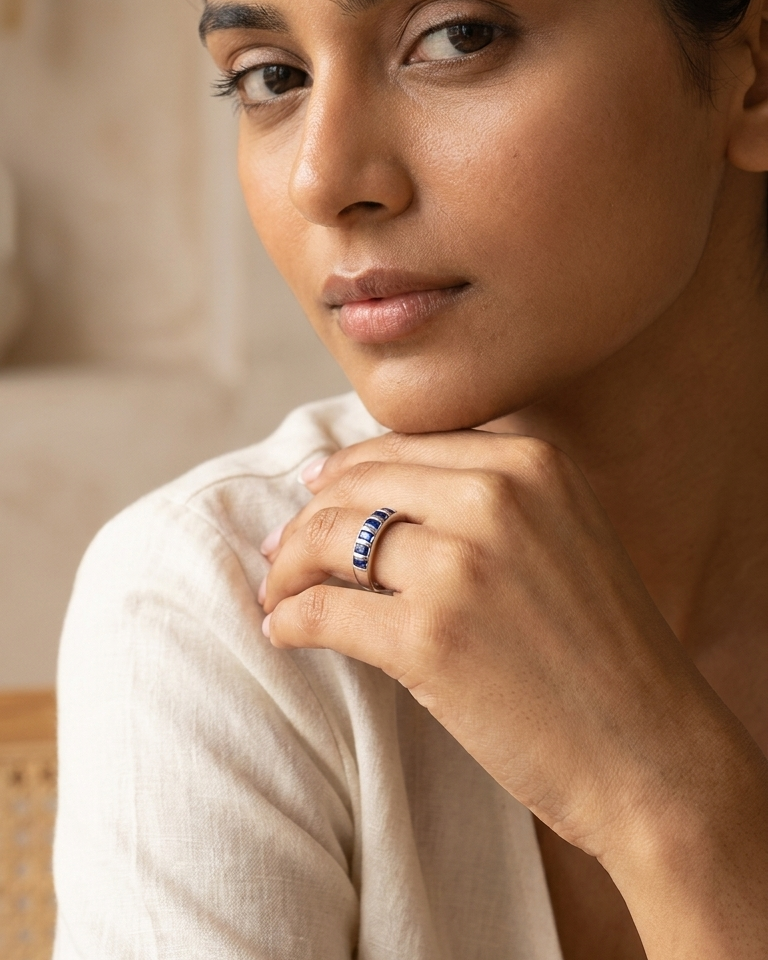Midnight Sapphire Eternity Band — view 4