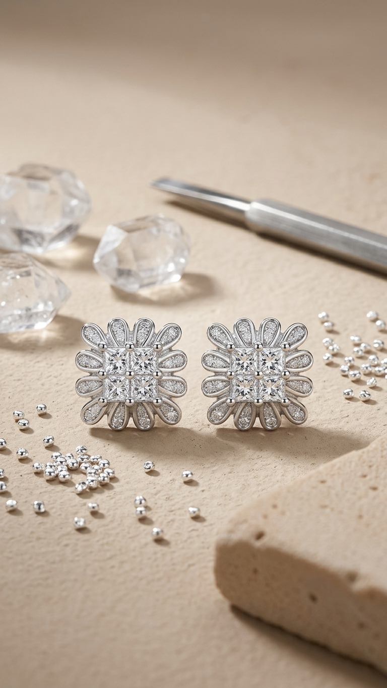 Diamond Bloom Studs — view 4
