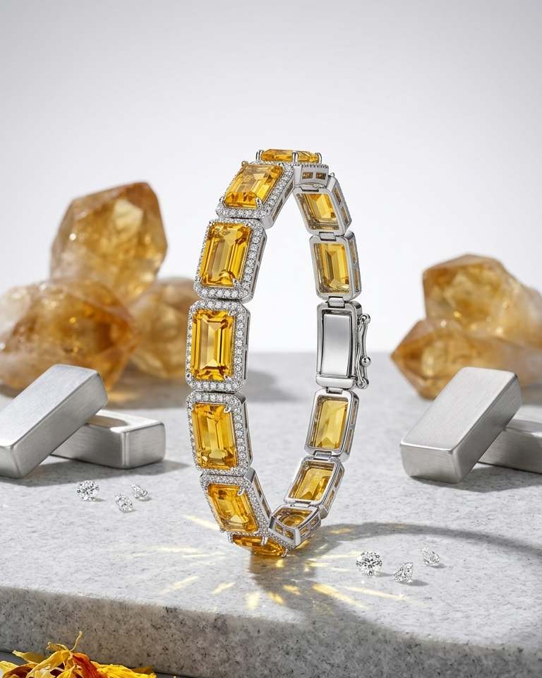 Citrine Frame Statement Bracelet