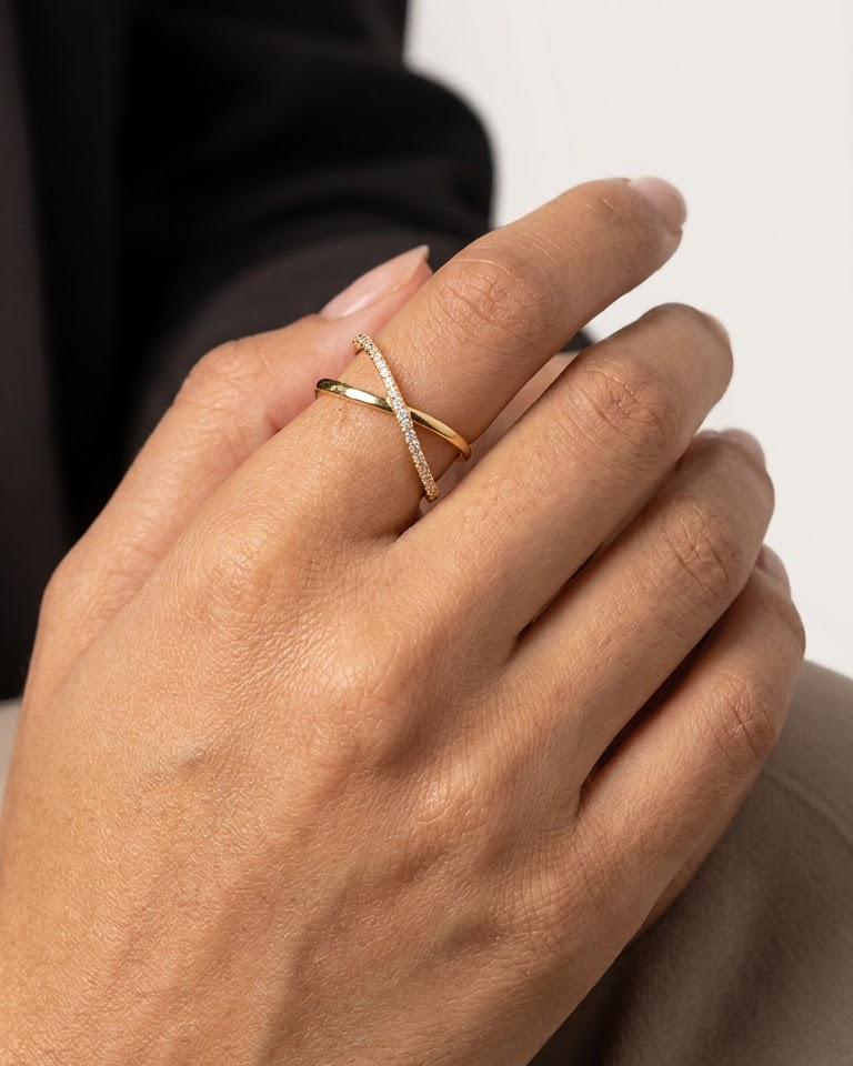 Golden Cross Diamond Ring — view 2