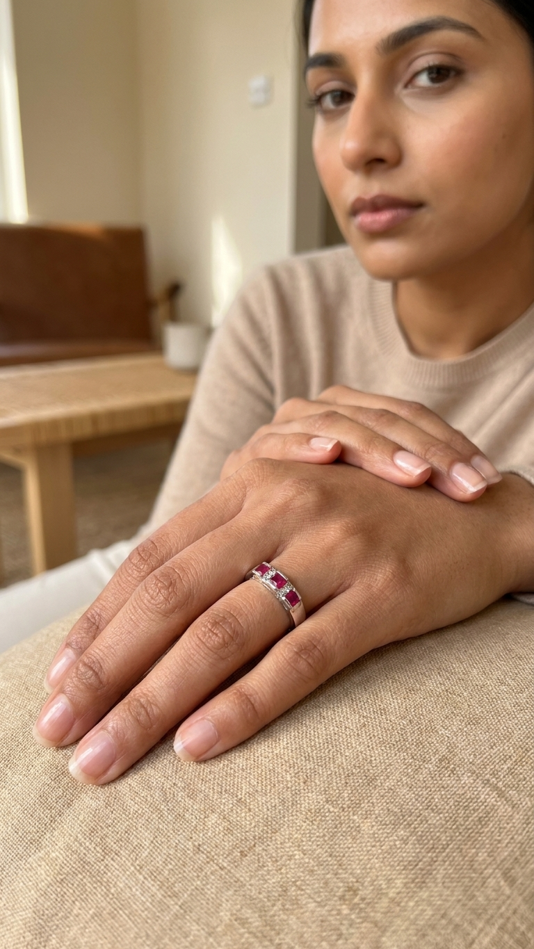Ruby Trilogy Diamond Band — view 2