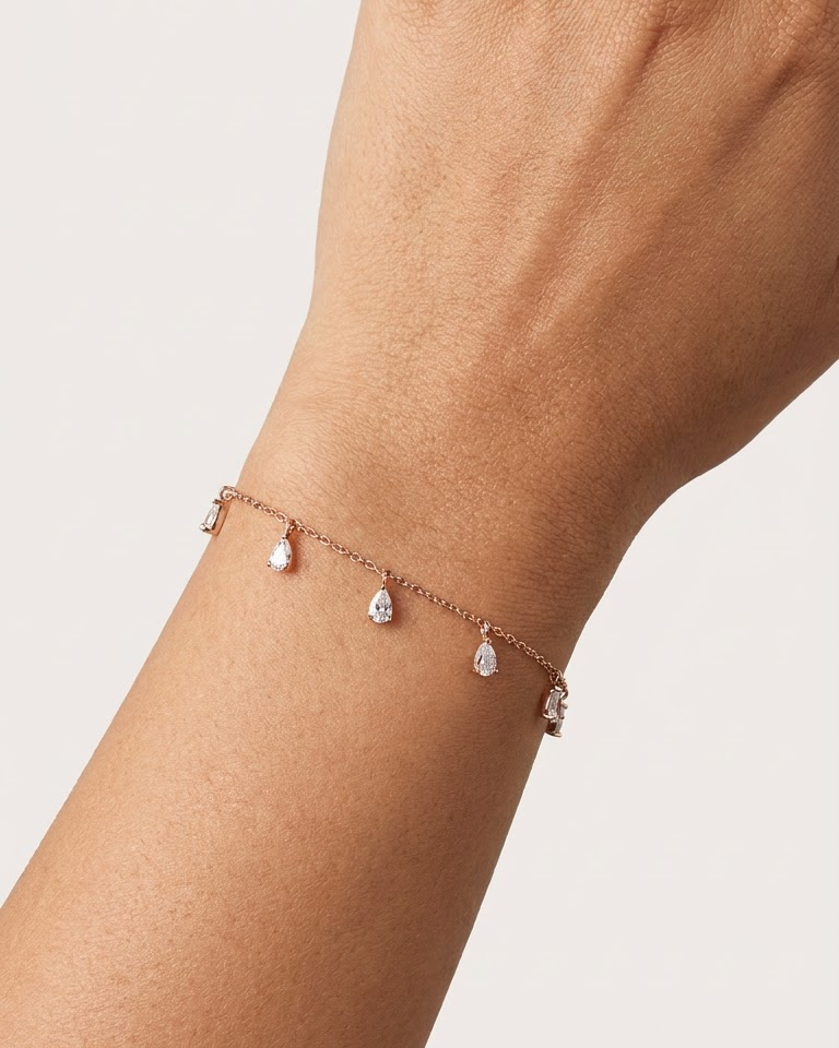 Dainty Teardrop Diamond Bracelet — view 2