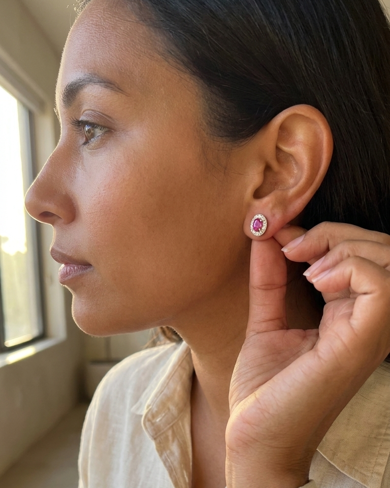 Vintage Ruby Cluster Studs