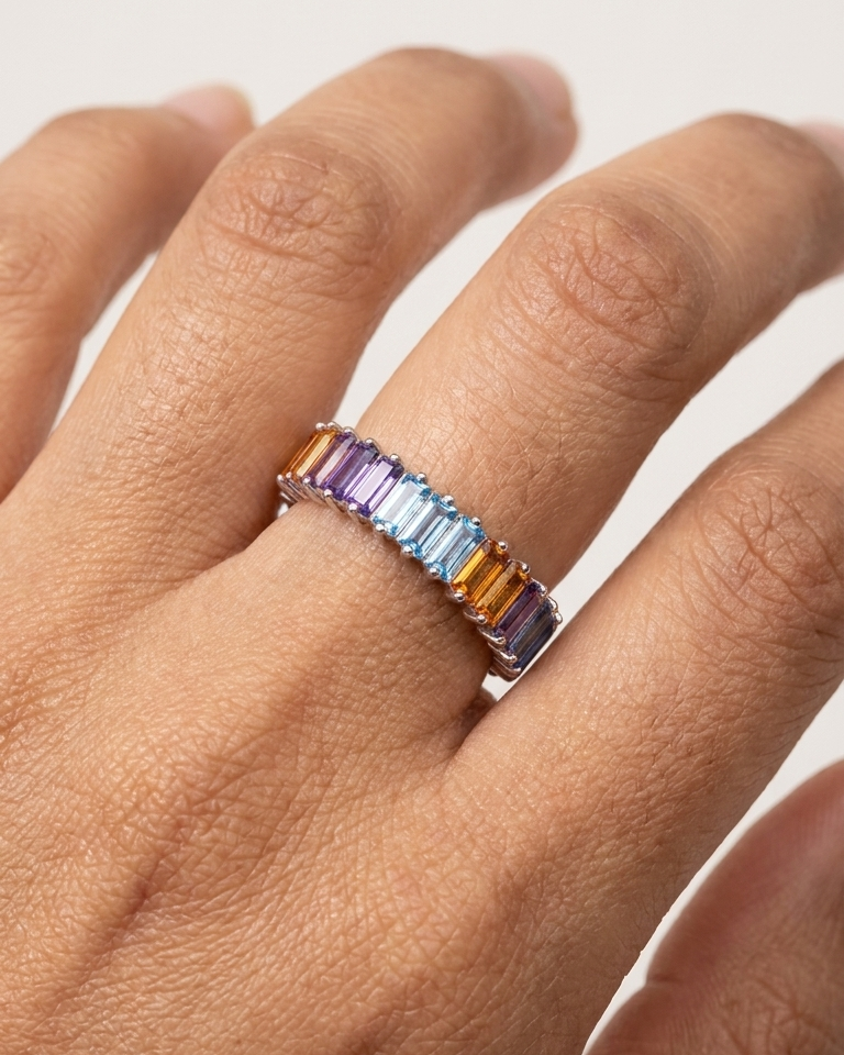 Colourful Baguette Eternity Band — view 3