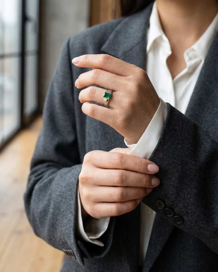 Emerald Solitare Ring