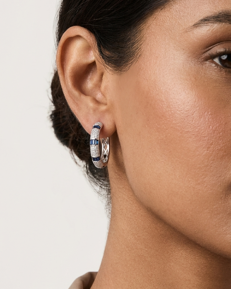 Sapphire Curve Hoops — view 1