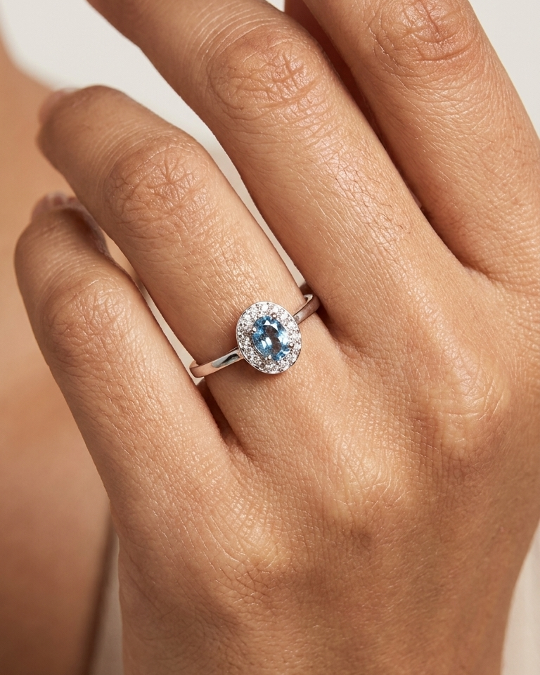 Round Halo Solitaire Ring — view 3
