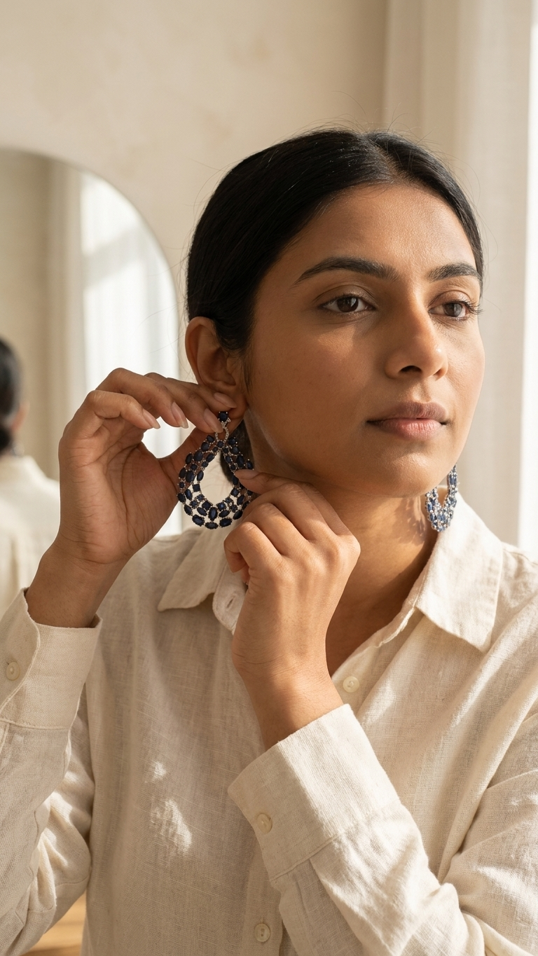 Sapphire Cascade Drop Earrings — view 2