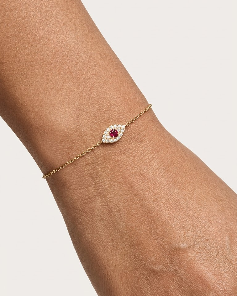 Evil Ruby Eye Bracelet (in CZ) — view 1