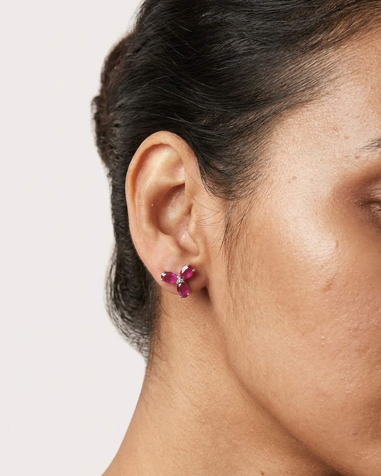 Ruby Blossom Studs — view 1