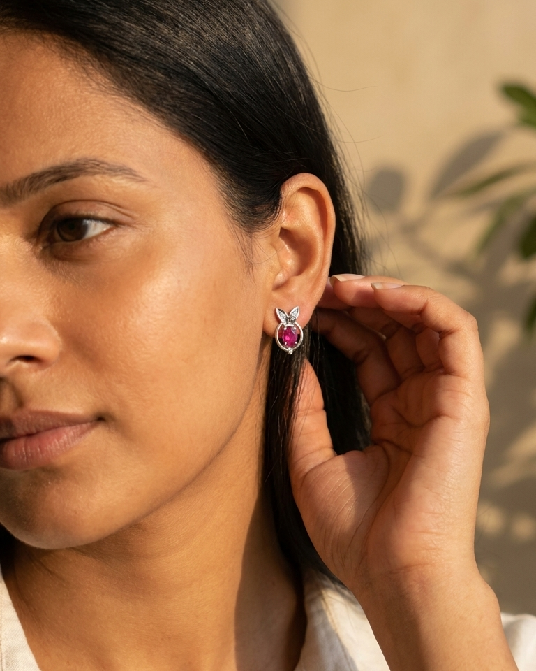 Scarlet Leaf Drop Earrings