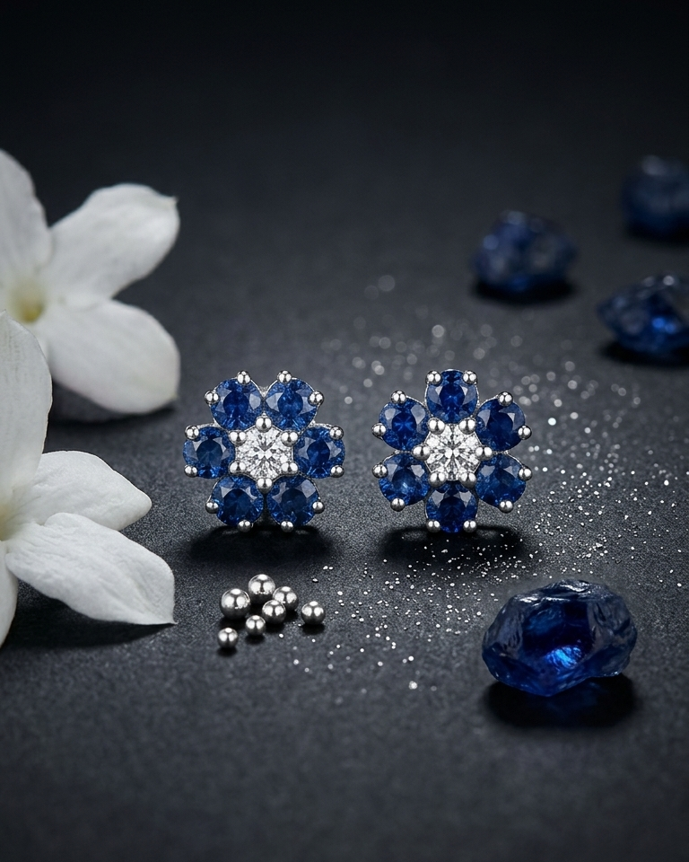 Sapphire Blossom Studs