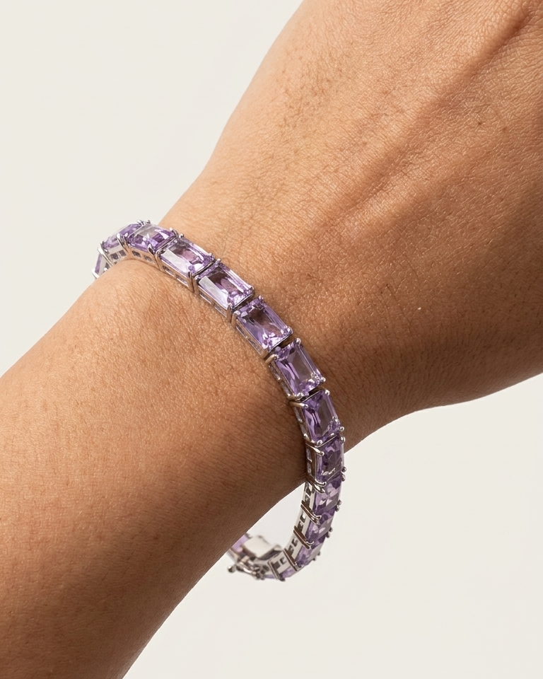 Amethyst Baguette Line Bracelet