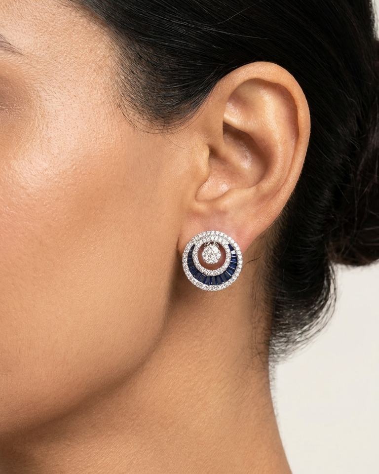 Sapphire Orbit Studs — view 2