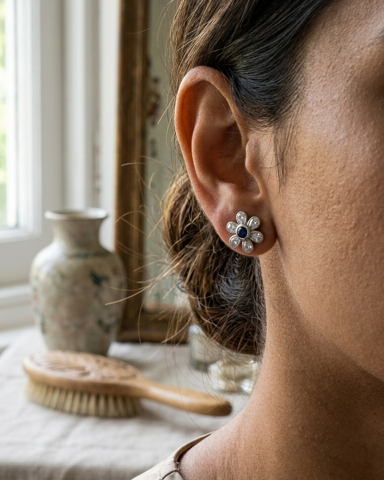 Blue Daisy Studs