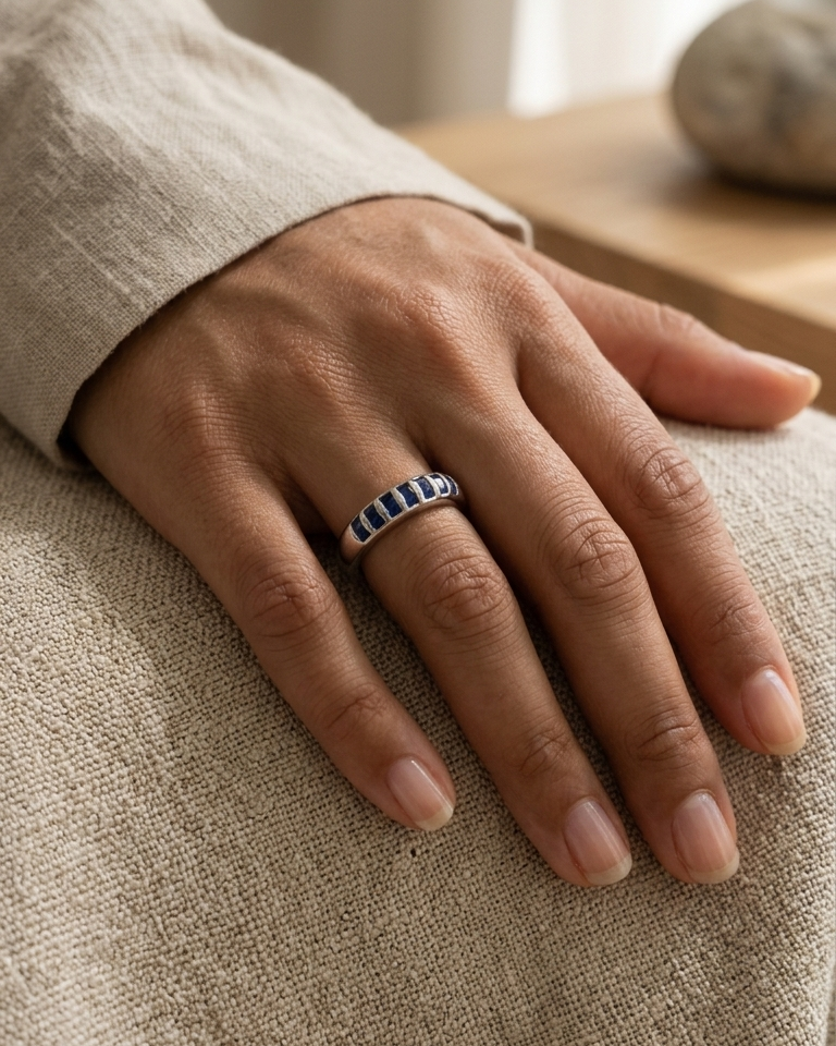 Midnight Sapphire Eternity Band — view 3