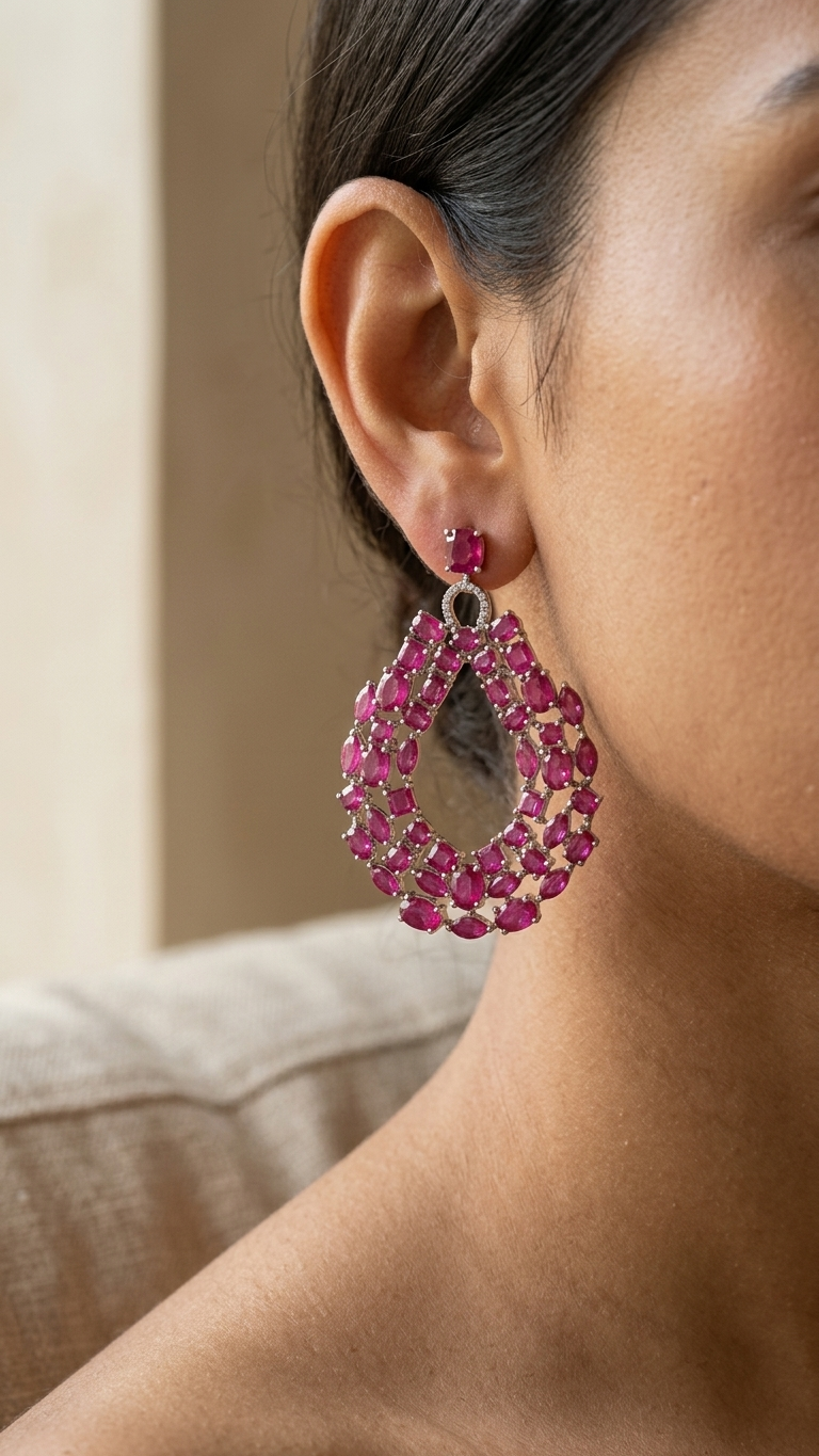 Ruby Cascade Drop Earrings — view 3