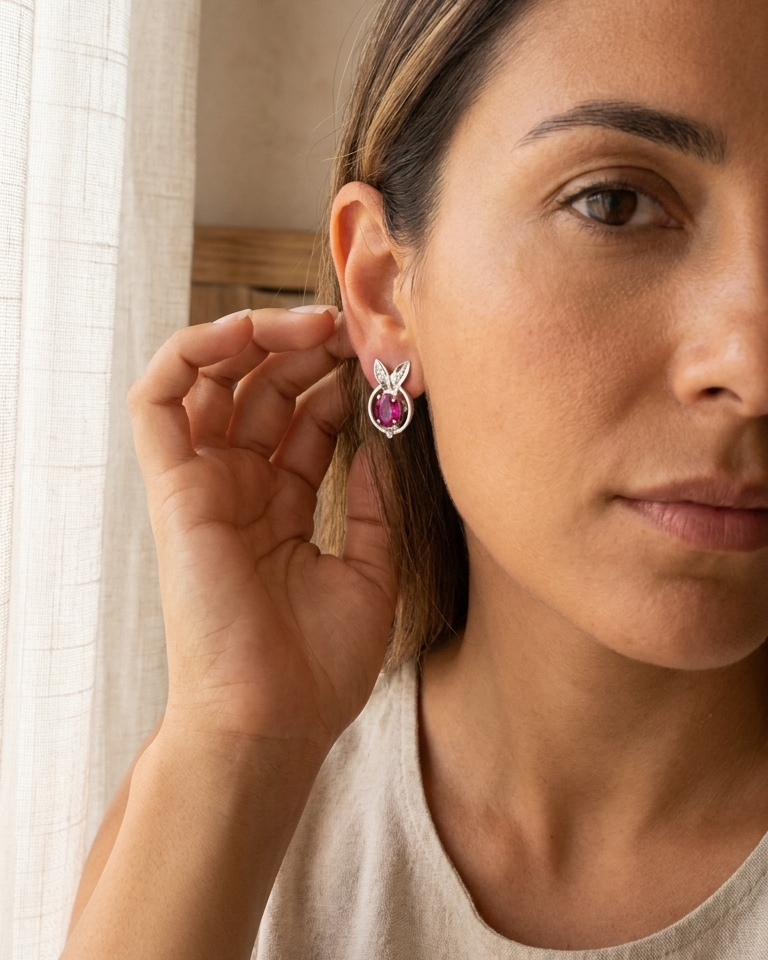 Scarlet Leaf Drop Earrings